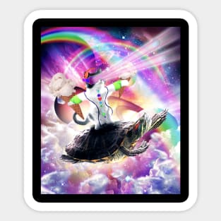 Lazer Rave Space Cat Riding Turtle Eating Ice Cream Sticker